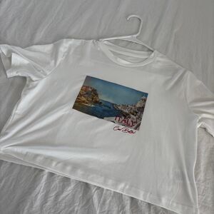 BOUTIQUE Graphic Women's Italy Ciao Bella Casual European Medium White T Shirt